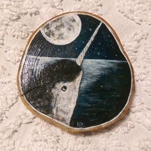 Original Acrylic Painting on Wood Slice